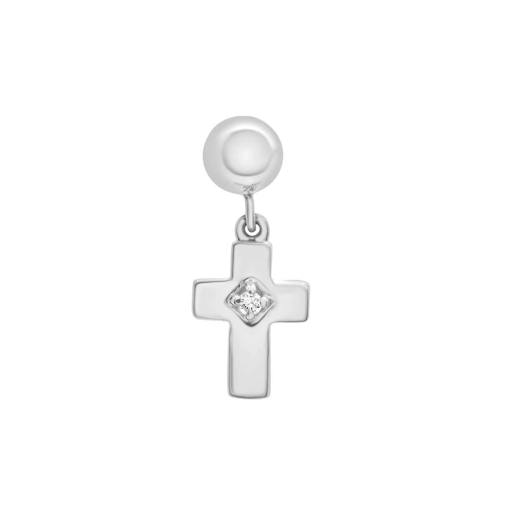 Diamond Accent Cross Bead Charm in Sterling Silver – Image 1 of 3