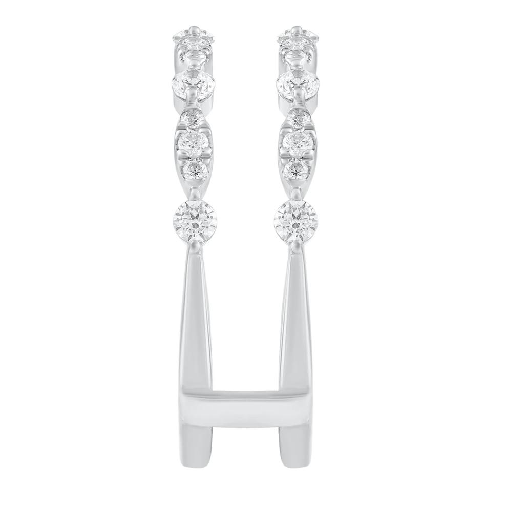 Diamond Round &amp; Faux Marquise Insert Ring in 10K White Gold (3/8 ct. tw.) – Image 3 of 3