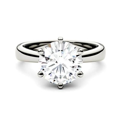 Round Moissanite Solitaire Ring in 14K Gold 