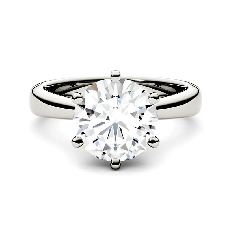 Round Moissanite Solitaire Ring in 14K White Gold &#40;3 ct. dew&#41; – Image 1 of 3