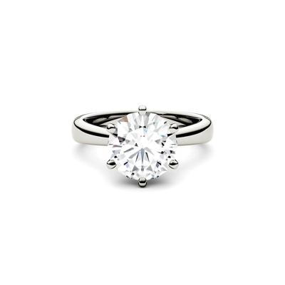 Round Moissanite Solitaire Ring in 14K White Gold (3 ct. dew)
