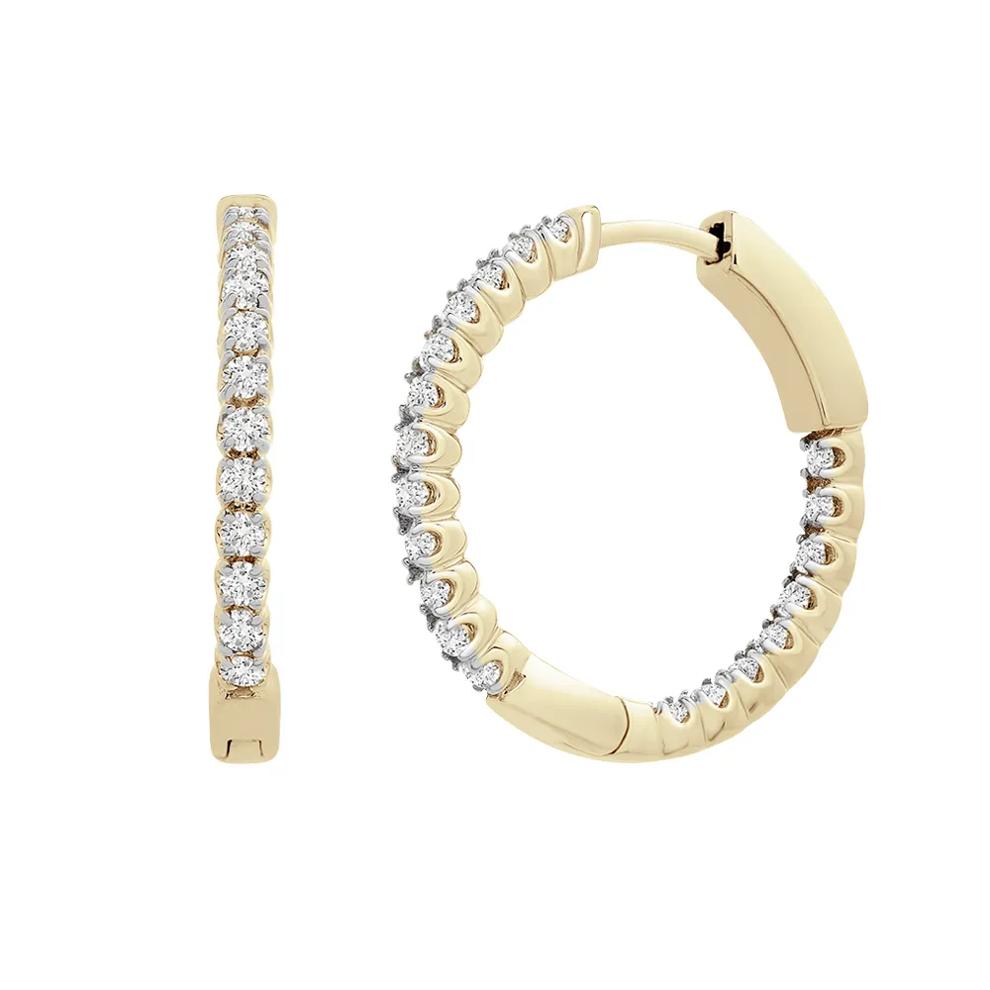 1/2 ct. tw. Diamond Inside-Out Hoop Earrings in 14K Yellow Gold  – Image 1 of 1