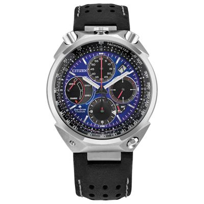 Men's Promaster Tsuno Chrono Racer Watch in Black Leather and Titanium, 44MM