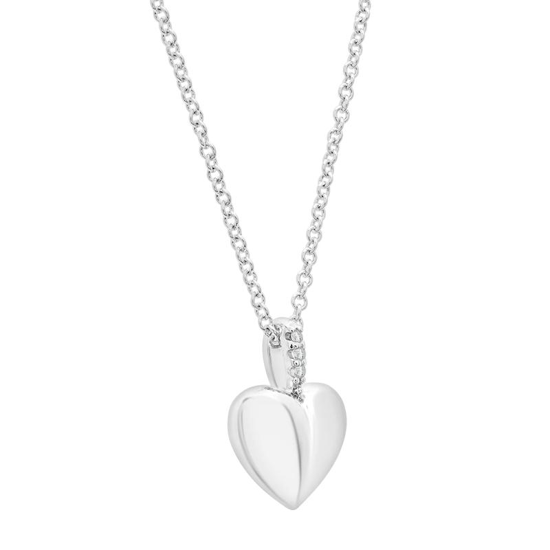 Mini Puff Heart Diamond Accent Pendant in Sterling Silver – Image 3 of 4