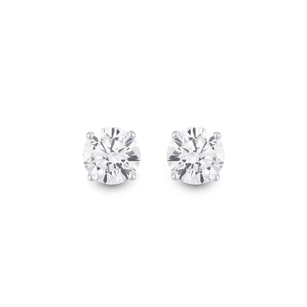 Diamond Round Solitaire Stud Earrings in 14K White Gold (2 ct. tw.) – Image 1 of 2