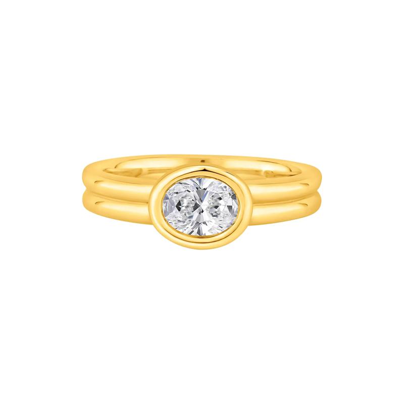 Lab Grown Diamond East-West Oval Ring in 14K Yellow Gold &#40;1/2 ct. tw.&#41; – Image 1 of 4