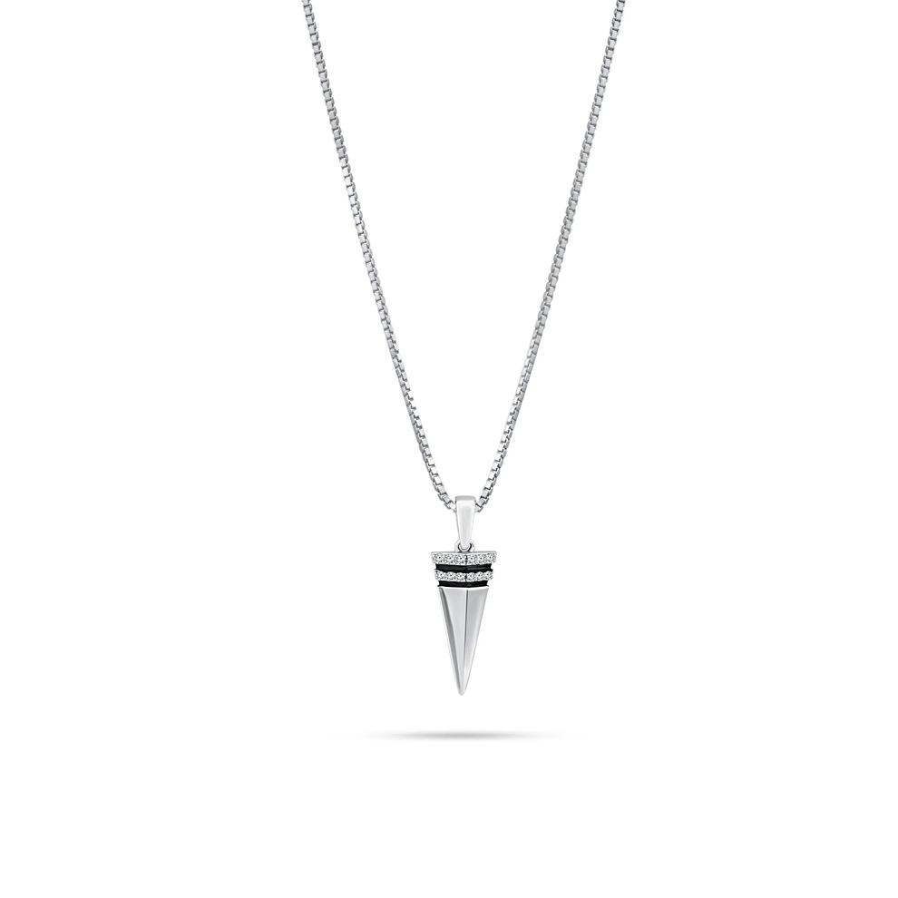 Men's Diamond Shark Tooth Pendant Necklace in Sterling Silver (1/10 ct. tw.) – Image 1 of 4