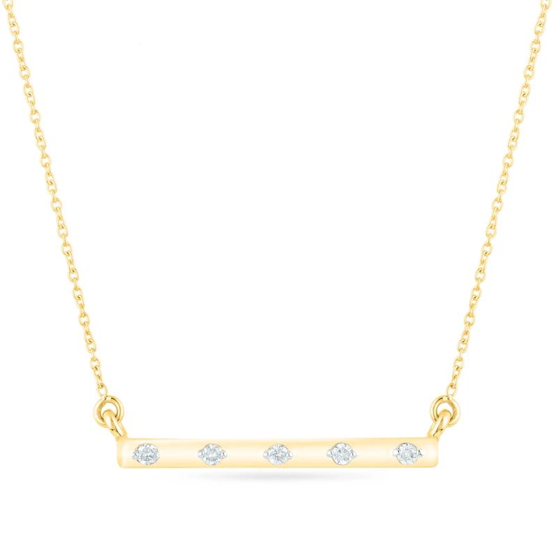 Diamond Accent Spaced Bar Necklace in 14K Yellow Gold – Image 1 of 3