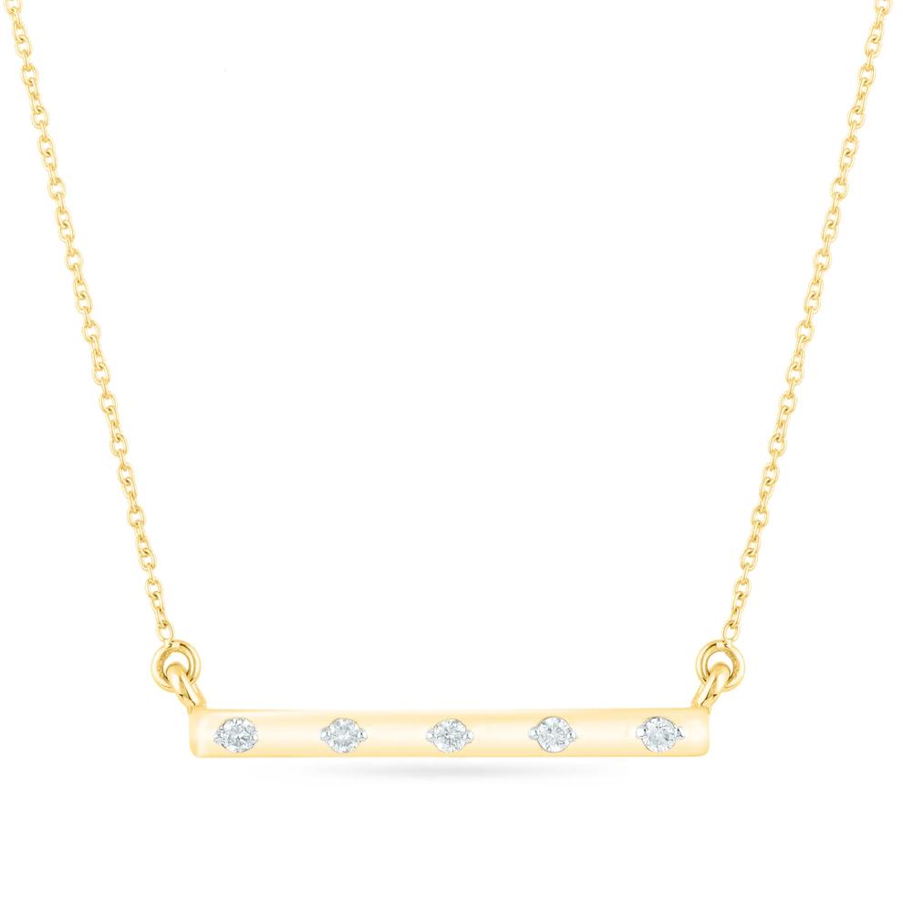 Diamond Accent Spaced Bar Necklace in 14K Yellow Gold – Image 1 of 3
