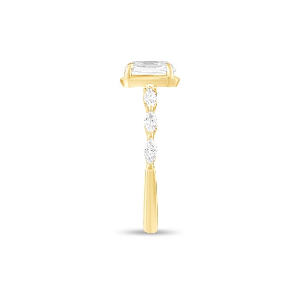Lab Grown Diamond Elongated Cushion Center Engagement Ring in 10K Yellow Gold (2 ct. tw.) – Image 3 of 4