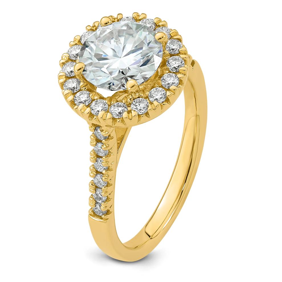 Lab-Created Moissanite Round Halo Ring in 10K Yellow Gold (2 1/4 ct. dew) – Image 3 of 3