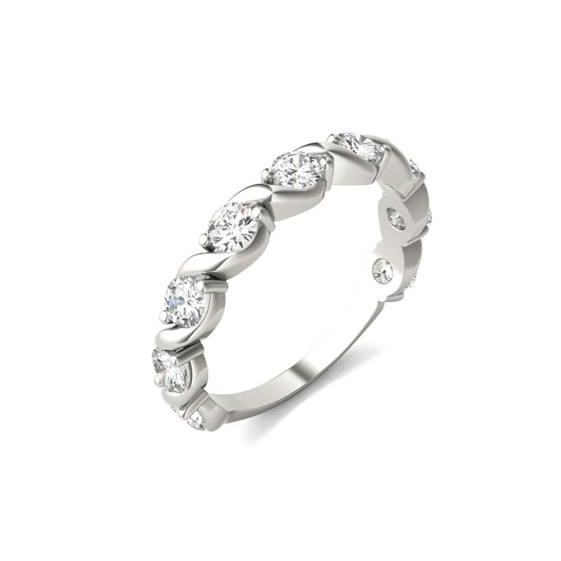 Moissanite Swirl Band in 14K White Gold – Image 5 of 5
