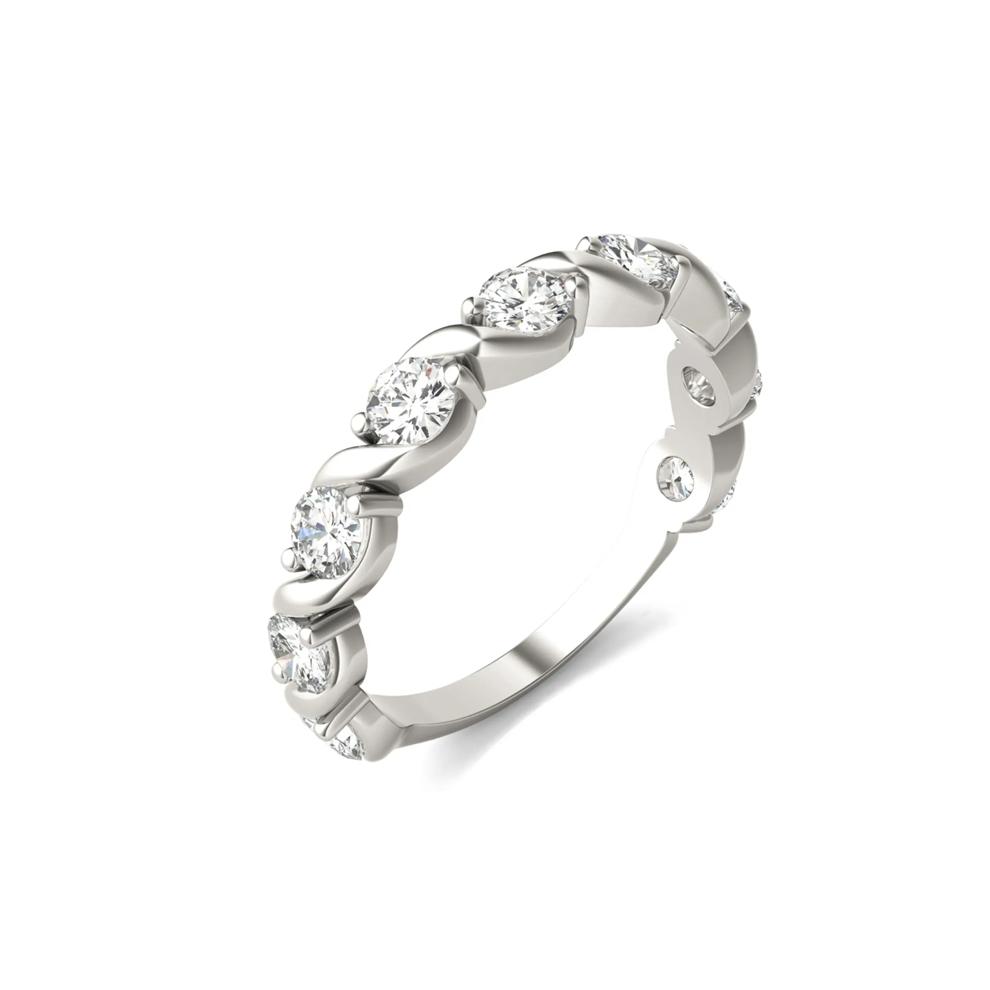 Moissanite Swirl Band in 14K White Gold – Image 5 of 5