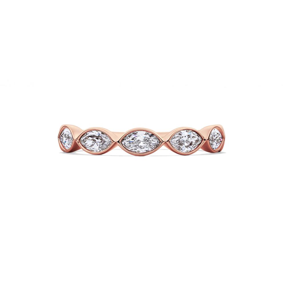 Lab Grown Diamond Marquise Bezel-Set Anniversary Band in 10K Rose Gold (1 ct. tw.) – Image 1 of 4