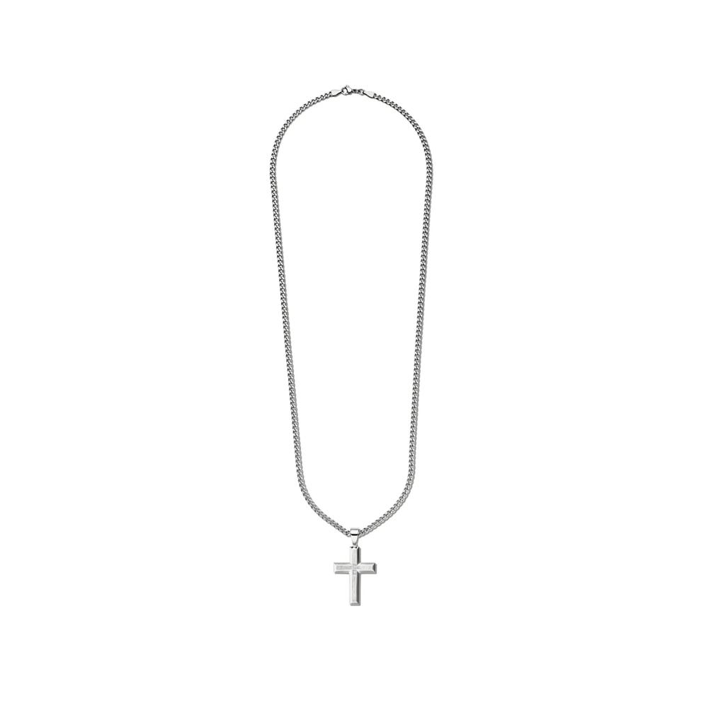 Men's Diamond Cross Necklace in Stainless Steel, 24" – Image 2 of 4