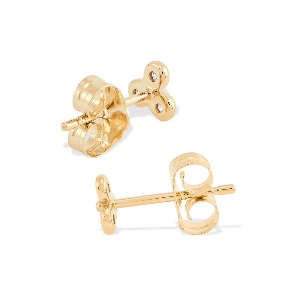 Diamond Accent Three-Stone Stud Earrings in 14K Yellow Gold – Image 2 of 2