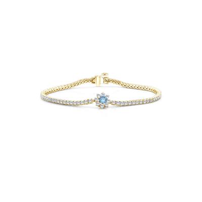 Blue Lab Grown Diamond Starburst Cluster Tennis Bracelet in 14K Yellow Gold (3 1/2 ct. tw.)