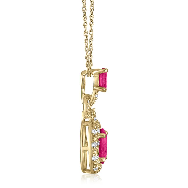 Ruby and Diamond Accent Pendant in 14K Yellow Gold – Image 2 of 3
