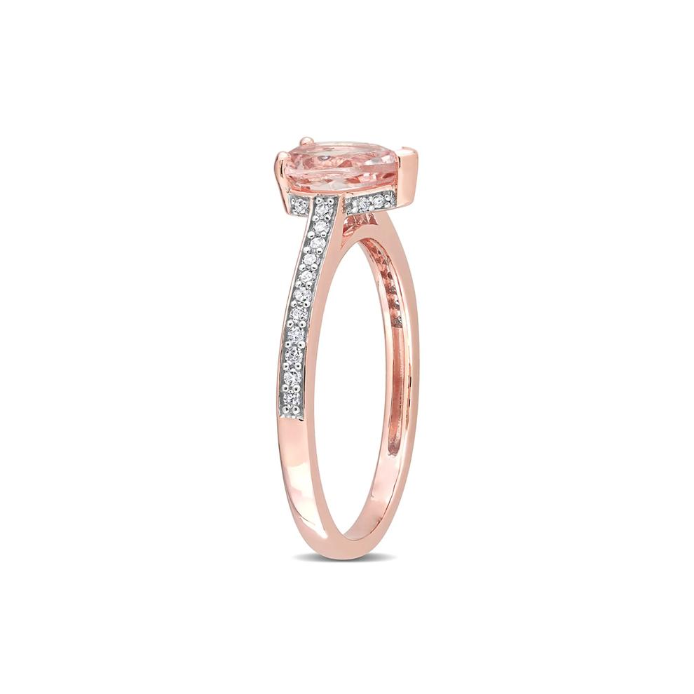 Pear-Shaped Morganite &amp; Diamond Ring in 10K Rose Gold (1/8 ct. tw.) – Image 3 of 5