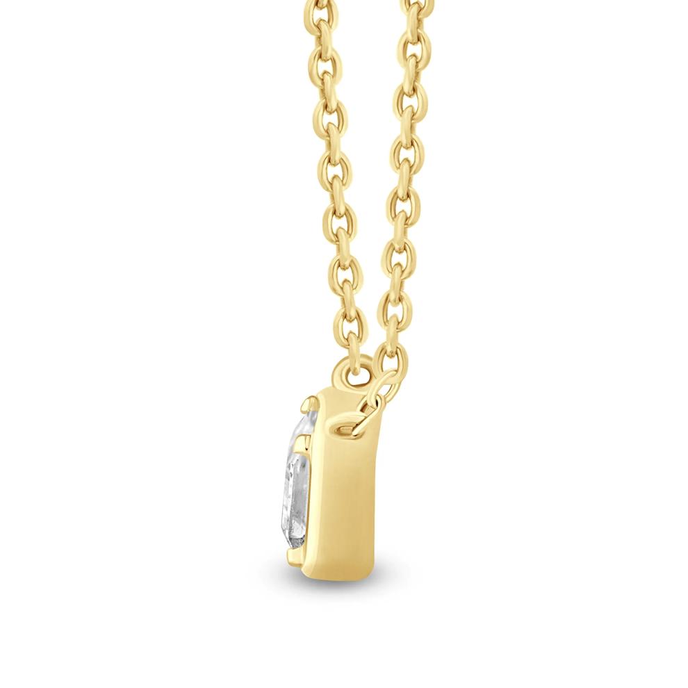 Lab Grown Diamond Emerald-Cut Bezel Pendant in 14K Yellow Gold (1/3 ct. tw.) – Image 2 of 3