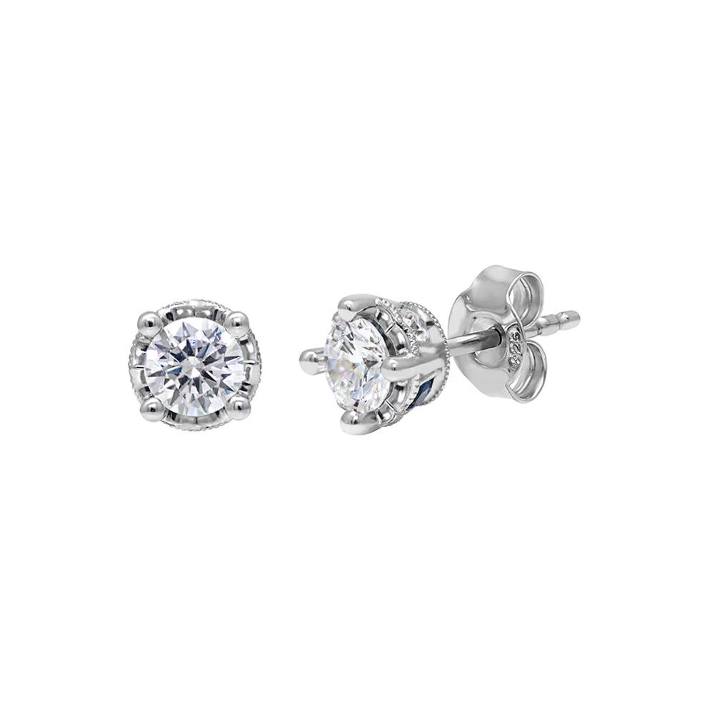 1/2 ct. tw. Diamond &amp; Sapphire Stud Earrings in 10K Gold – Image 1 of 1