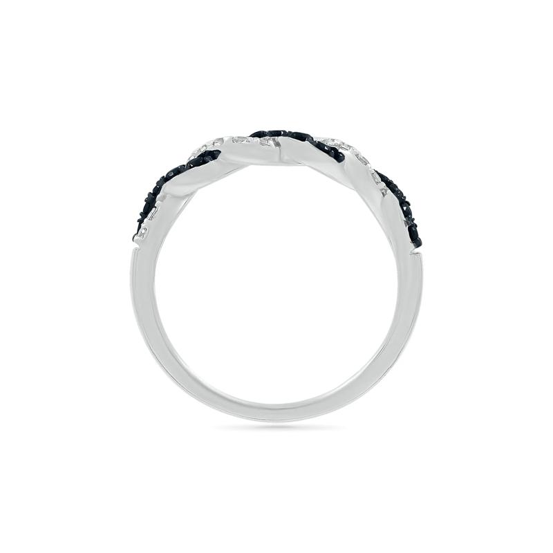 Black and White Diamond Twist Band in Sterling Silver &#40;3/8 ct. tw.&#41; – Image 2 of 5