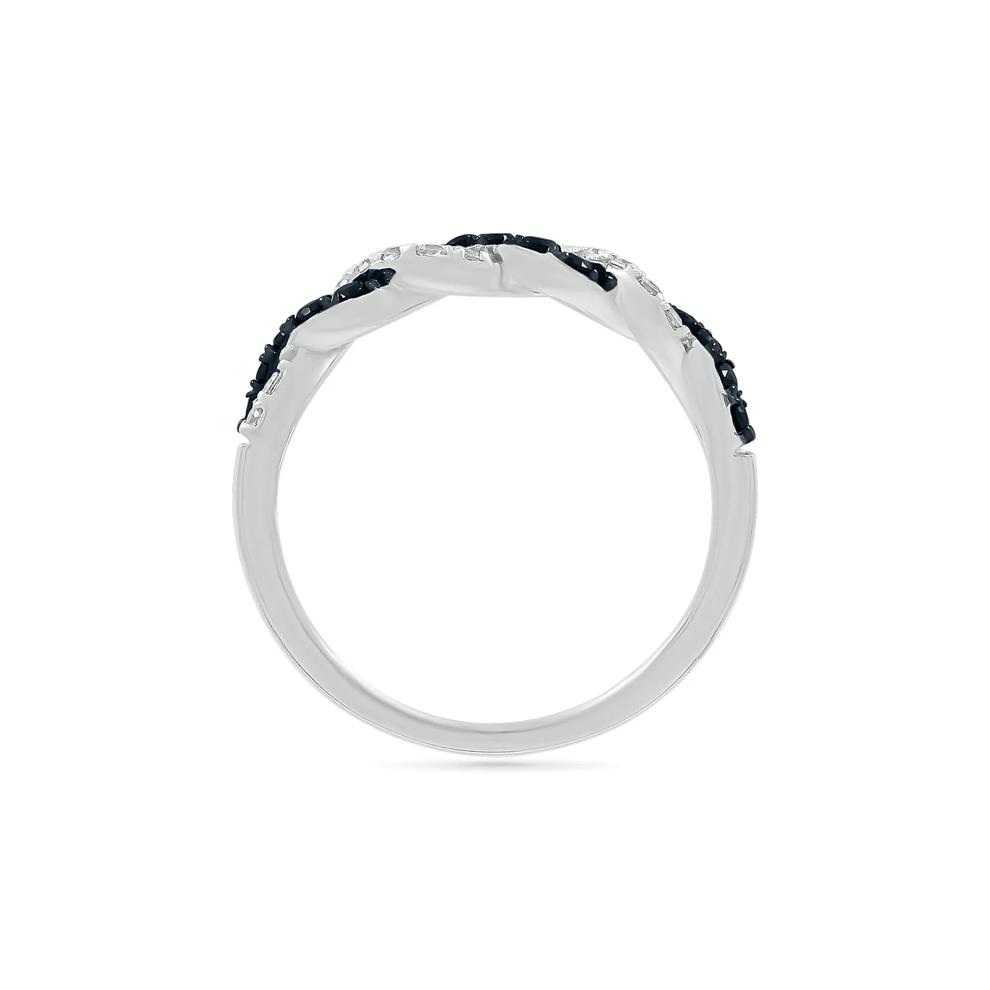 Black and White Diamond Twist Band in Sterling Silver (3/8 ct. tw.) – Image 2 of 5