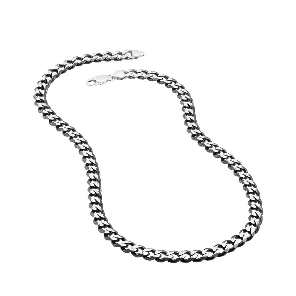 Polished &amp; Diamond Cut Curb Chain in Sterling Silver, 20" – Image 3 of 3