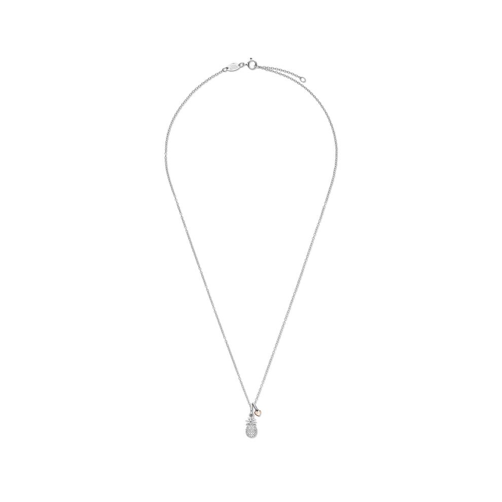 Lab Grown Diamond Accent Pineapple Pendant in Sterling Silver &amp; 10K Rose Gold – Image 3 of 5