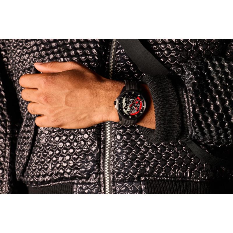 Men&#39;s Star Wars Death Star Vader&#39;s Shadow Watch in Black Silicone and Black Ion-Plated Stainless Steel, 45MM – Image 4 of 4