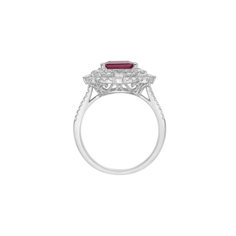 Ruby and Diamond Double Halo Ring in 14K White Gold &#40;1 ct. tw.&#41; – Image 2 of 5
