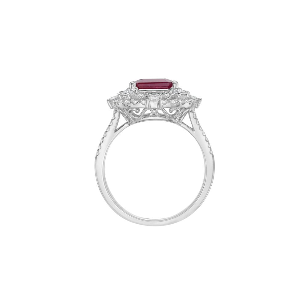 Ruby and Diamond Double Halo Ring in 14K White Gold (1 ct. tw.) – Image 2 of 5