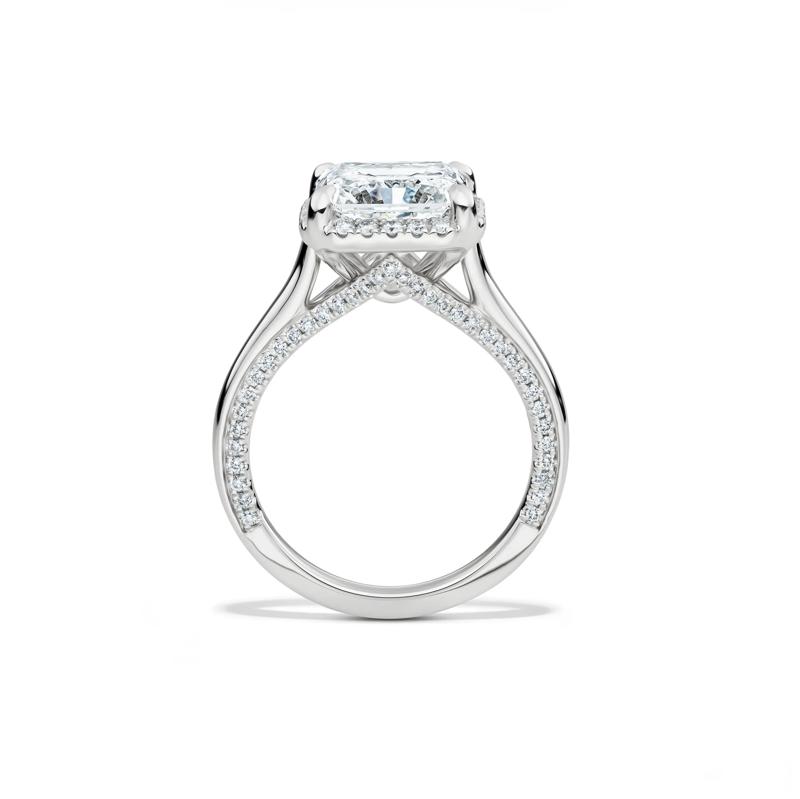 Lab Grown Diamond Square Radiant-Cut Halo Engagement Ring in 14K White Gold &#40;4 1/2 ct. tw.&#41; – Image 2 of 5