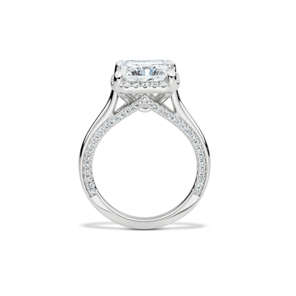 Lab Grown Diamond Square Radiant-Cut Halo Engagement Ring in 14K White Gold (4 1/2 ct. tw.) – Image 2 of 5