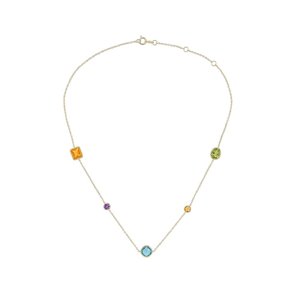 Multi-Gemstone Station Necklace in 10K Yellow Gold – Image 3 of 4