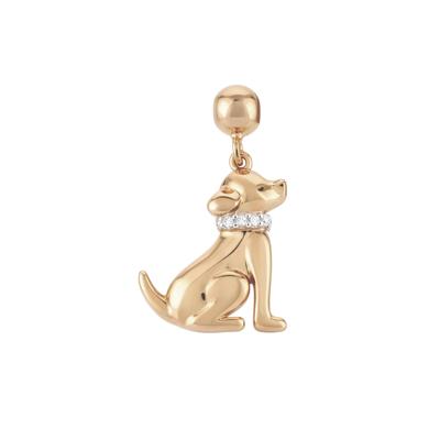 Diamond Accent Dog Bead Charm in Vermeil