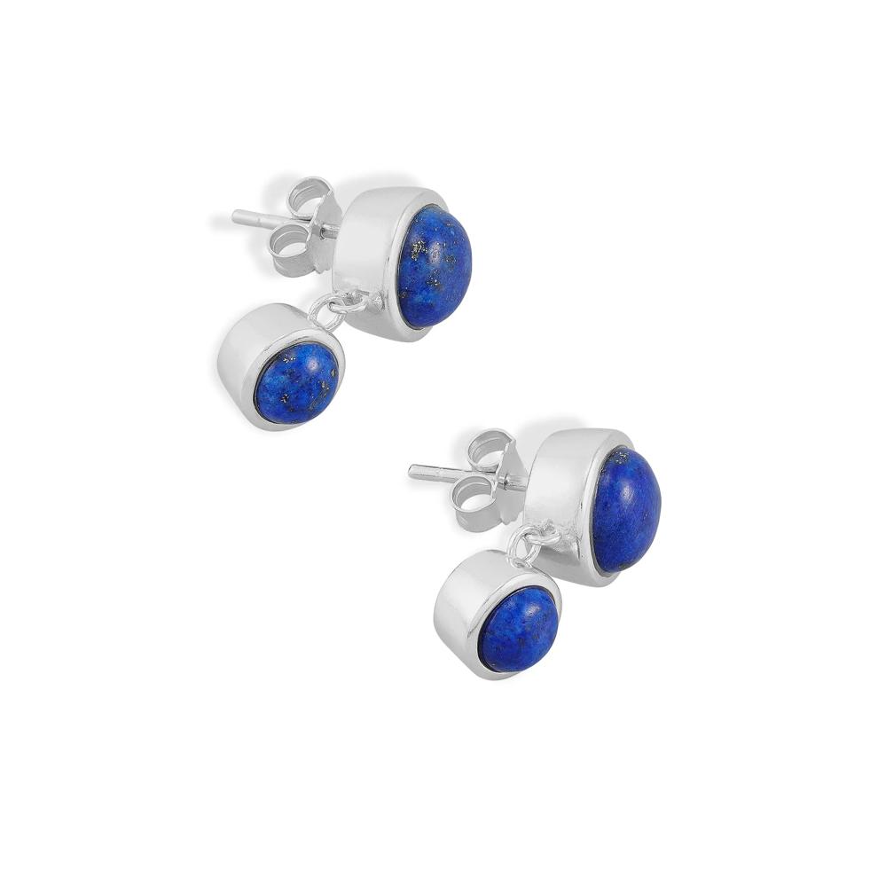 Blue Lapis Drop Earrings in Sterling Silver – Image 2 of 2