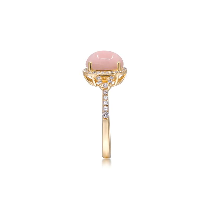 Pink Opal and Diamond Halo Ring in 10K Yellow Gold &#40;1/4 ct. tw.&#41; – Image 3 of 5