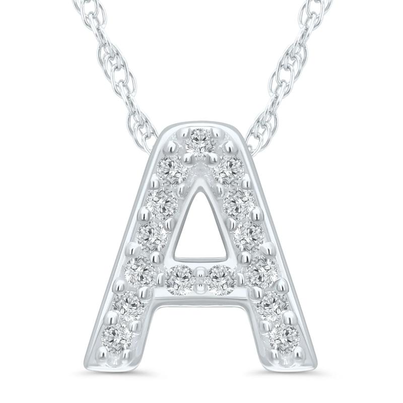 Diamond Accent Initial A Pendant in 10K White Gold – Image 1 of 3