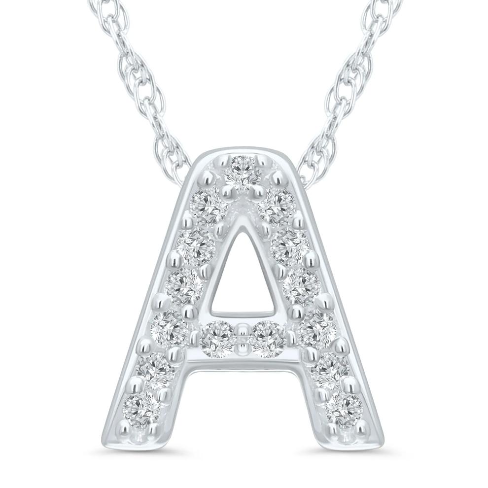 Diamond Accent Initial A Pendant in 10K White Gold – Image 1 of 3