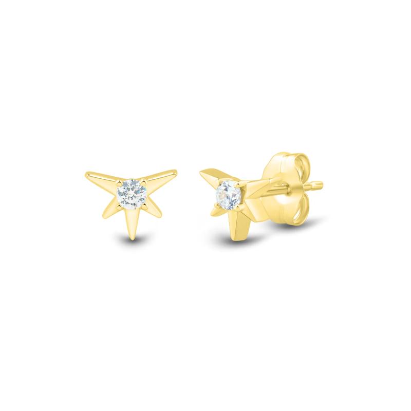 Lab Grown Diamond Starburst Stud Earrings in 10K Yellow Gold &#40;1/10 ct. tw.&#41; – Image 2 of 2