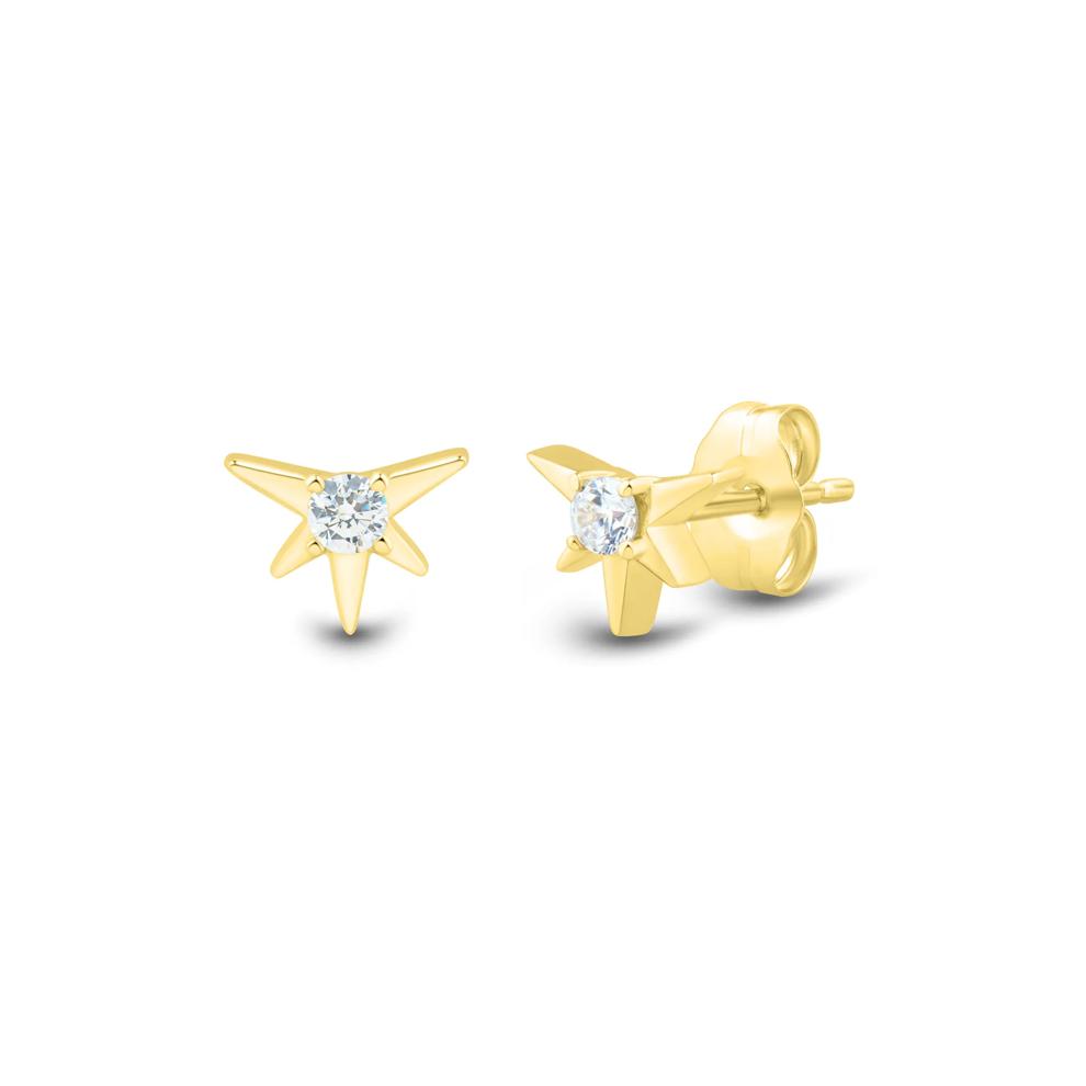 Lab Grown Diamond Starburst Stud Earrings in 10K Yellow Gold (1/10 ct. tw.) – Image 2 of 2