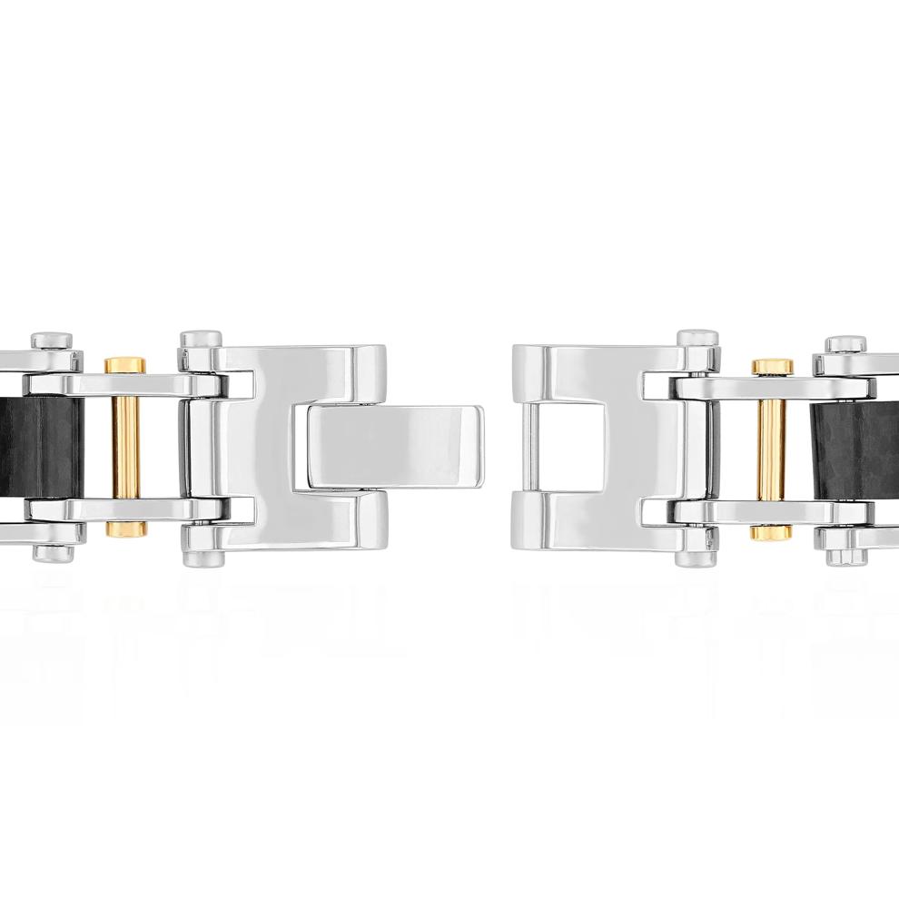 Diamond Accent Bracelet with Carbon Fiber in Two-Tone Ion-Plated Stainless Steel – Image 3 of 3