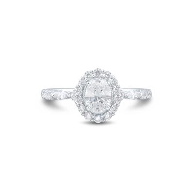 Oval Diamond Halo Engagement Ring in 14K White Gold (1 ct. tw.)