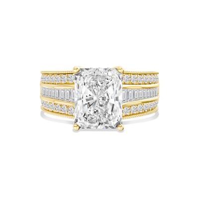 Lab Grown Diamond Radiant-Cut Center Engagement Ring in 14K Gold
