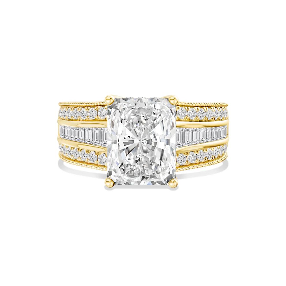 Lab Grown Diamond Radiant-Cut Center Engagement Ring in 14K Yellow Gold (3 3/4 ct. tw.) – Image 1 of 5