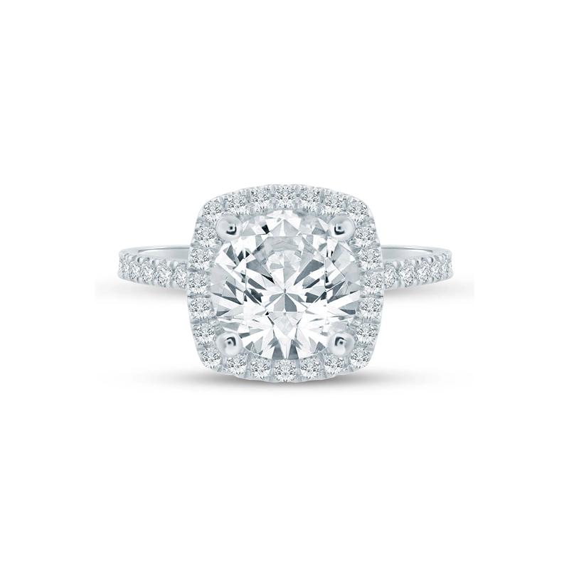 Lab Grown Diamond Halo Engagement Ring in 14K White Gold &#40;4 ct. tw.&#41; – Image 1 of 3