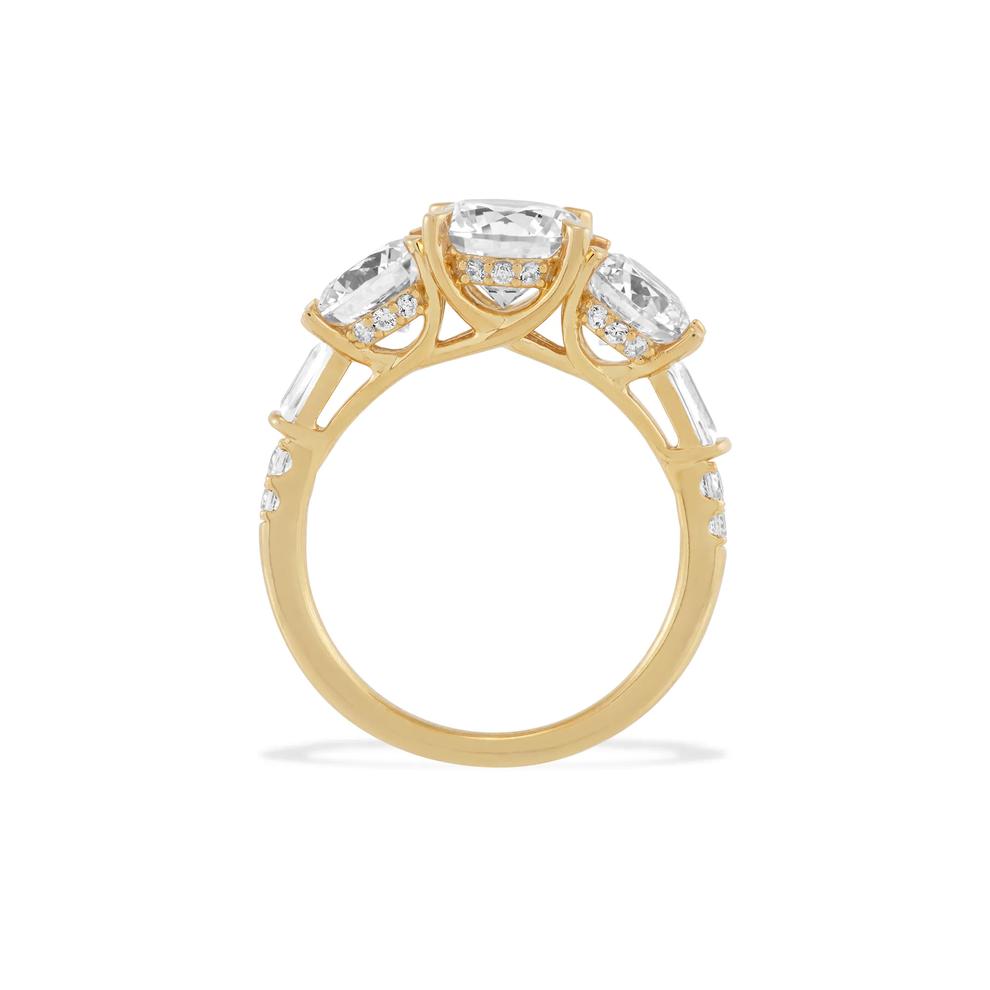 Lab Grown Diamond Round Center Three-Stone Engagement Ring in 14K Yellow Gold (4 1/2 ct. tw.) – Image 2 of 4