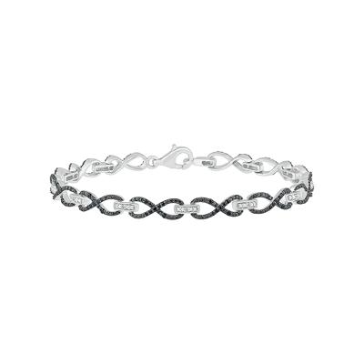 Infinity Bracelet with Black & White Diamonds in Sterling Silver (1/2 ct. tw.)