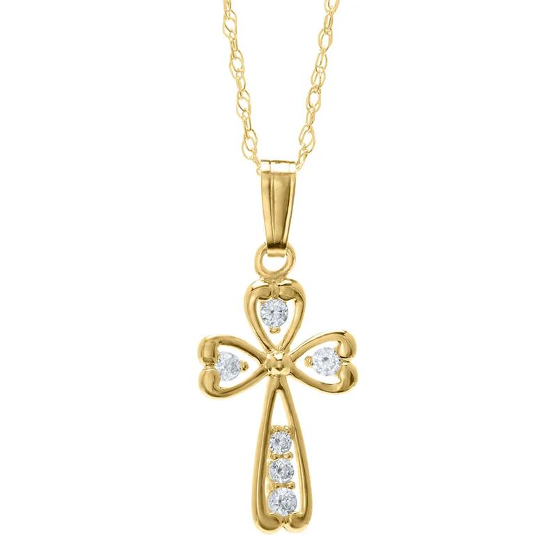 Children&#39;s Cross Pendant in 14K Yellow Gold – Image 1 of 2